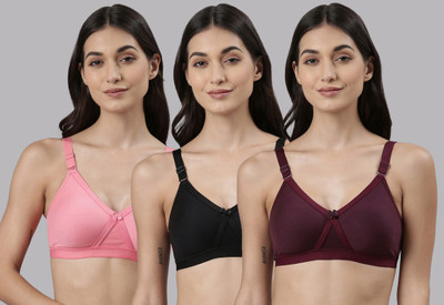 Dollar Missy Wire-Free Crossover Support Everyday Women Everyday Non Padded Bra(Black, Purple)
