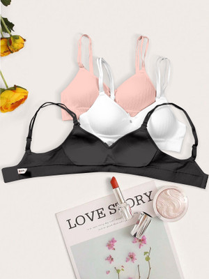 NAGARVEL CREATION 5/309-PNK/WHT/BLK-P03-34 Women Push-up Lightly Padded Bra(Multicolor)