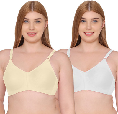 SOUMINIE Souminie Lycra Seamless Women Full Coverage Non Padded Bra(Beige, White)