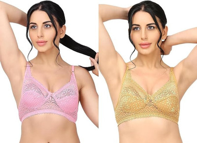 JIKADARA DECENT BRA FOR WOMEN | NET BRA FOR GORLS Women Full Coverage Lightly Padded Bra(Multicolor)