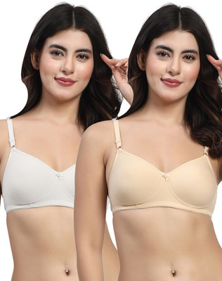 LILY dapyehMino Women T-Shirt Heavily Padded Bra(Beige, White)