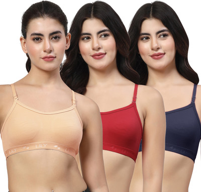 LILY 3321Mino Women Sports Non Padded Bra(Orange, Maroon, Dark Blue)