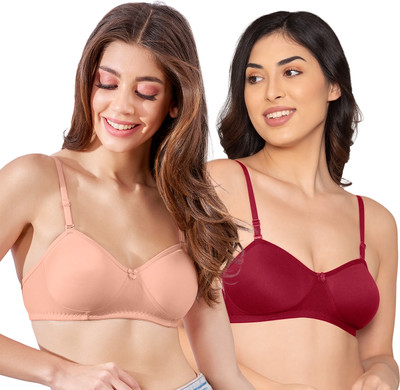 K LINGERIE Roxy Girl's Non Padded Multiway Straps Demi Cup Balconette Bra Women Everyday Non Padded Bra(Maroon)