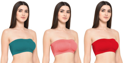 Guru Krupa Traders Women's Nylon Spandex Free Size Lightly Padded Pull On Sport Bra Women Everyday Non Padded Bra(Dark Green, Beige, Red)