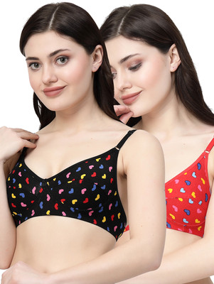 Docare LittleHeart Women Minimizer Non Padded Bra(Black, Red)