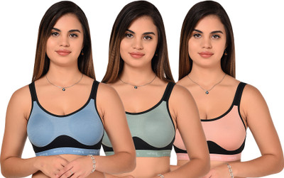 Zivosis Women Sports Non Padded Bra(Light Blue, Light Green, Pink)