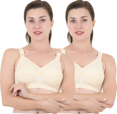 GelxmoNet women full coverage non padded bra beige Women Full Coverage Non Padded Bra(Beige)