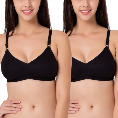 SOUMINIE Women T-Shirt Non Padded Bra(Black)