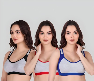 ASHMIRAS pack of 3 sport bra Women Sports Non Padded Bra(Multicolor)