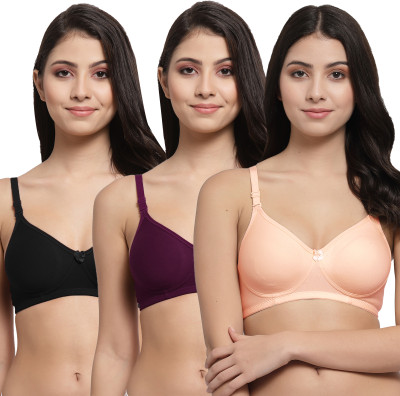 Docare Women T-Shirt Lightly Padded Bra(Orange, Purple, Black)