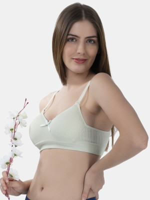 TOMKOT Padded Seamless soft fabric Women Full Coverage Lightly Padded Bra(Green)