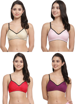 Docare M2Mino Women T-Shirt Non Padded Bra(Beige, Pink, Red, Purple)