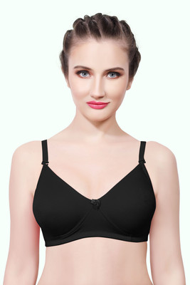 INTIHUG Women's Wireless Seamless Bra Ultra-Soft Push Up Full Coverage Bra Women Everyday Non Padded Bra(Black)