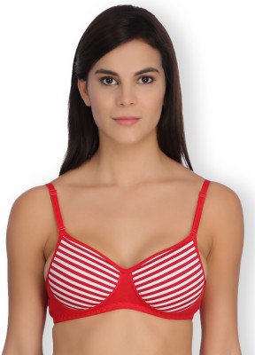 Selfcare Small Striped Lightly Padded Full Coverage T-shirt Bra Women T-Shirt Lightly Padded Bra(Red)