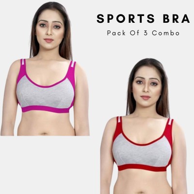 Creative Universal Sports Bra For Daliy Use For Womens Women Sports Non Padded Bra(Multicolor)