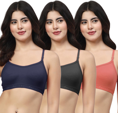 LILY 3321Mino Women Sports Non Padded Bra(Dark Blue, Black, Red)