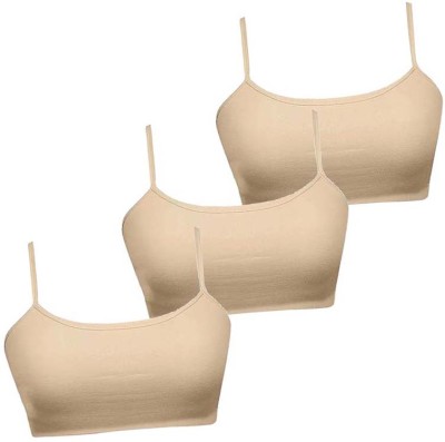 BRAASHEE PACK Of 3 [ C,C,C ] Girls Sports Non Padded Bra(Beige)