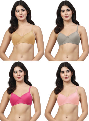 LILY maofcigam Women T-Shirt Lightly Padded Bra(Gold, Green, Pink, Pink)