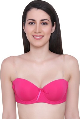 Wave Fashion Transparent Backless Padded Bra Women Everyday Heavily Padded Bra(Pink)