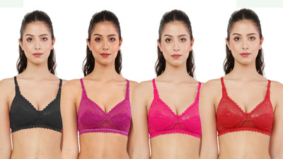 UNIFITFASHION Non Padded Cocktail Design Full Coverage Women's (Pack of 4) (30-B Cup) Women Full Coverage Non Padded Bra(Multicolor)