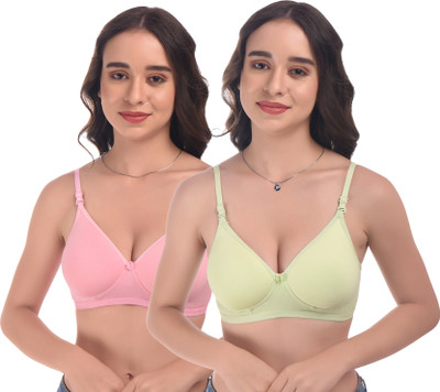 elina Women Push-up Lightly Padded Bra(Pink, Light Green)