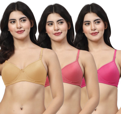 LILY maofcigam Women T-Shirt Heavily Padded Bra(Gold, Maroon, Pink)