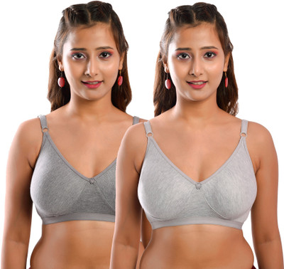 elina Women Full Coverage Non Padded Bra(Grey)