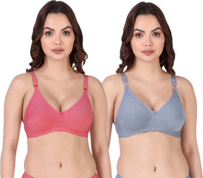 PIBU Rinki Bra Women Minimizer Non Padded Bra(Red, Blue)