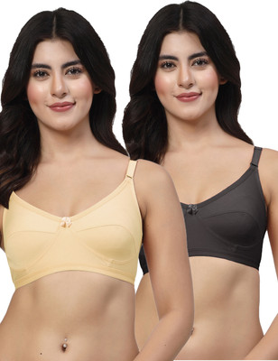 LILY akihdar Women Everyday Non Padded Bra(Beige, Black)