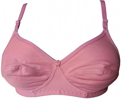 Salasar Enterprises Women Cotton Blend T-Shirt Non Padded Full Coverage Bra Women T-Shirt Non Padded Bra(Pink)