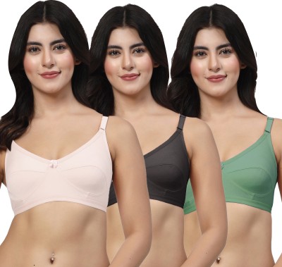 LILY akihdar Women Everyday Non Padded Bra(White, Black, Green)