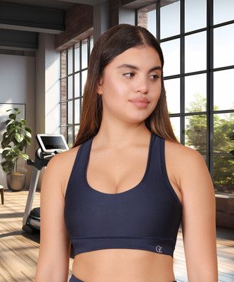 GREENZO GZ Fashion Racerback Sports Bra for Women Women Sports Lightly Padded Bra(Dark Blue)