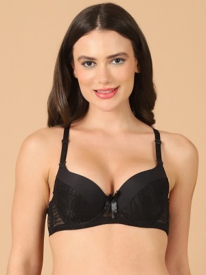 PrettyCat PrettyCat Women Lightly Padded Underwire Sexy T-shirt Bra With Lace. Women T-Shirt Lightly Padded Bra(Black)