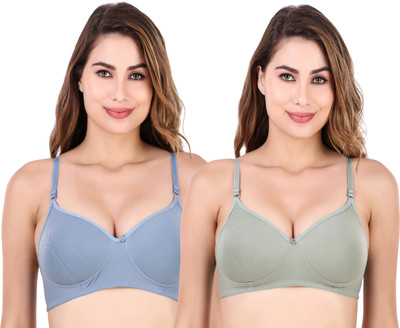 Havenhues Women Full Coverage Heavily Padded Bra(Green, Blue)