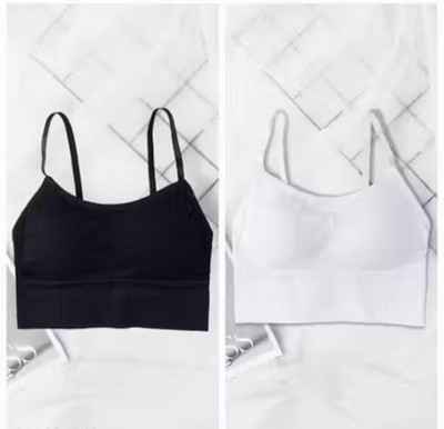 PreetyMore Women And Girls Full Coverage Lace Pack Of 2 Women Full Coverage Lightly Padded Bra(Black, White)