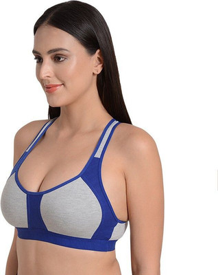 Anantafashion Women T-Shirt Lightly Padded Bra(Grey, Dark Blue)