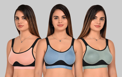 Yana Women Sports Non Padded Bra(Light Blue, Light Green, Pink)