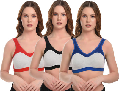 Yana Women Sports Non Padded Bra(Red, Black)