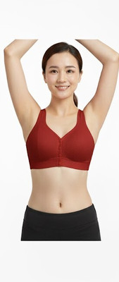 SKIVYA Women's Cotton Maternity and Nursing Sleep Bra Women Full Coverage Lightly Padded Bra(Red)