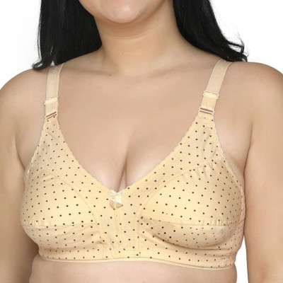 Chic Hook Polka Dots cotton double fabric Minimizer Non Padded full coverage plus size Bra Women Minimizer Non Padded Bra(Beige)