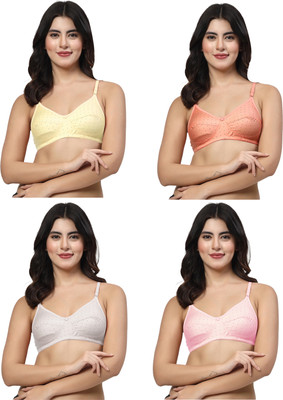 LILY egatniv Women Everyday Non Padded Bra(Red, Yellow, Pink, White)