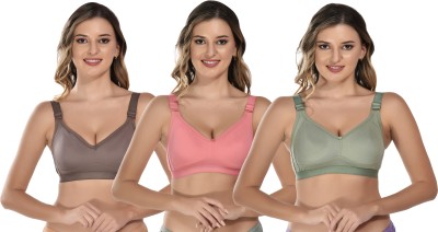 Viral Girl NA Women Full Coverage Non Padded Bra(Brown, Pink, Light Green)