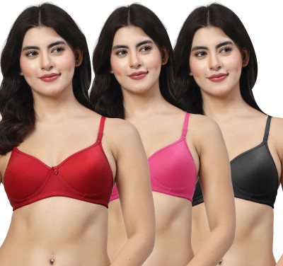 LILY maofcigam Women T-Shirt Heavily Padded Bra(Maroon, Pink, Black)