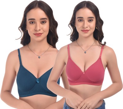 elina Women Push-up Lightly Padded Bra(Blue, Pink)