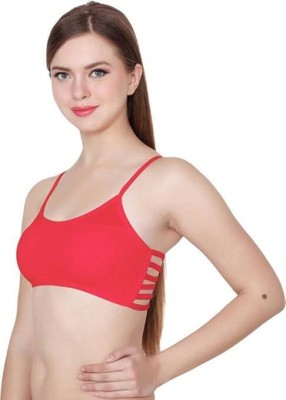 MSRSENTERPRISE Women's 6 Straps Back Padded Bralette Bra Women Everyday Lightly Padded Bra(Red)