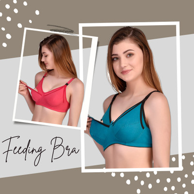 VEDANTVIKENTERPRISES Nurshing Mother Bra Combo Coton Bra Feeding For Women Women Maternity/Nursing Non Padded Bra(Multicolor)
