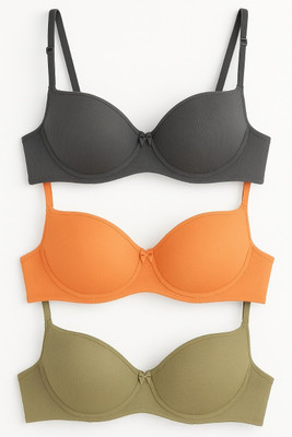 StyleSage Stylish Bra Combo Pack of 3 Women Push-up Lightly Padded Bra(Grey, Green, Orange)