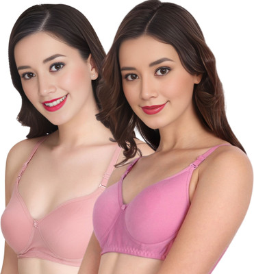 Liigne Women Everyday Non Padded Bra (Pack Of 2) for T-Shirt Saree Dress Sports Garment Women T-Shirt Non Padded Bra(Pink)