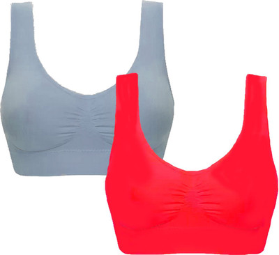 Brafee Women Sports Non Padded Bra(Grey, Red)