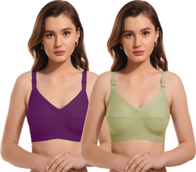 elina Women Minimizer Non Padded Bra(Purple, Dark Green)